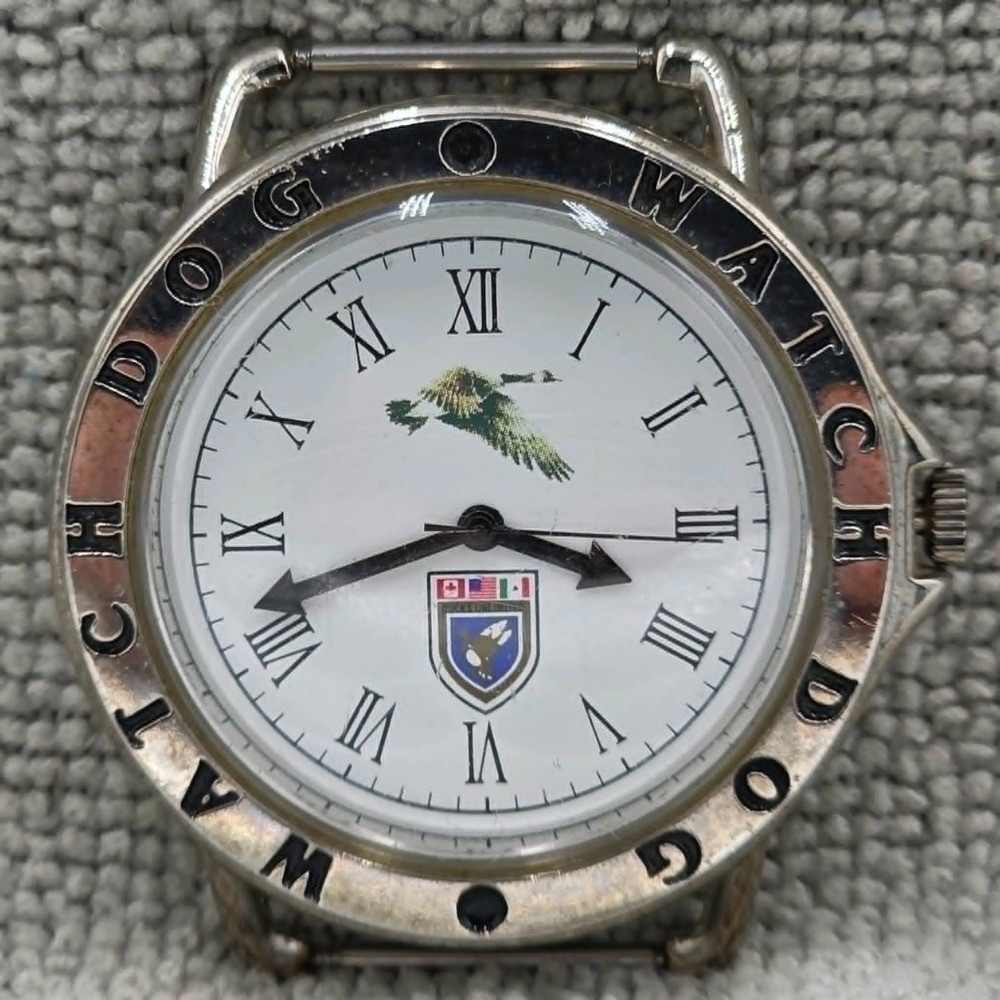 Original Watch Dog Stainless Steel Roman Numerical Watch Face Untested Vintage